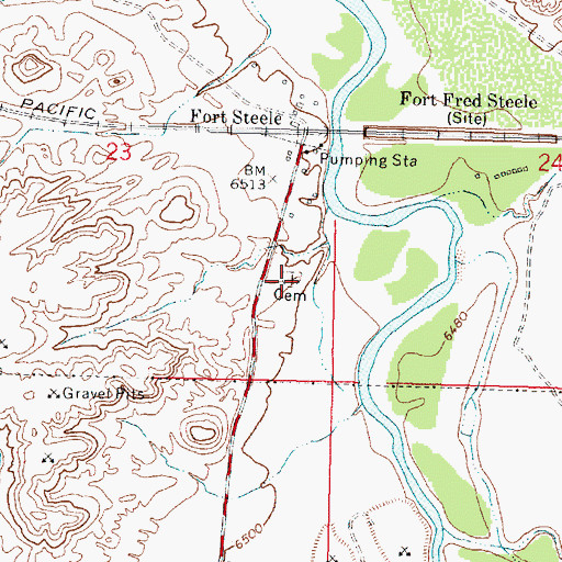 Topographic Map of Fort Steele Historic Site Cemetery, WY
