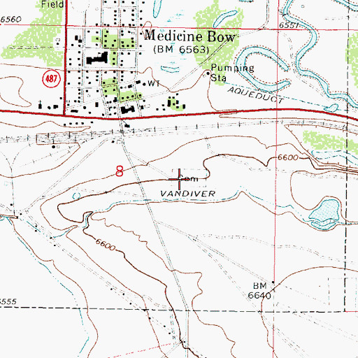 Topographic Map of Trails End Cemetery, WY