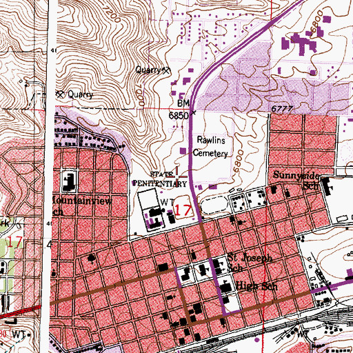 Topographic Map of Wyoming State Penitentiary Cemetery, WY