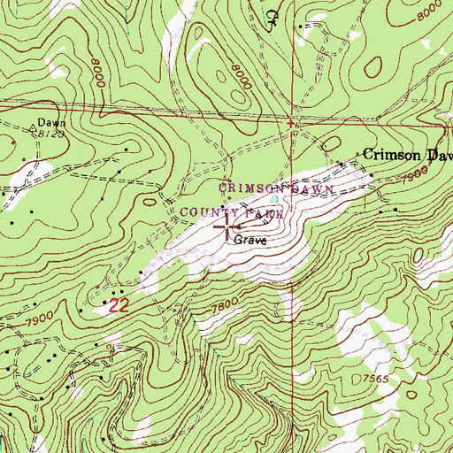 Topographic Map of Crimson Dawn Cemetery, WY