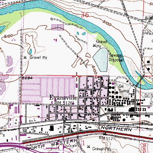 Topographic Map of Evansvlle Gravesite Cemetery, WY