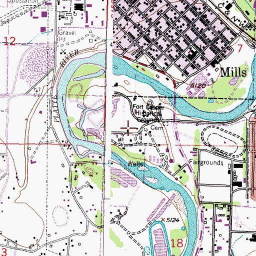 Topographic Map of Fort Casper Post Cemetery, WY