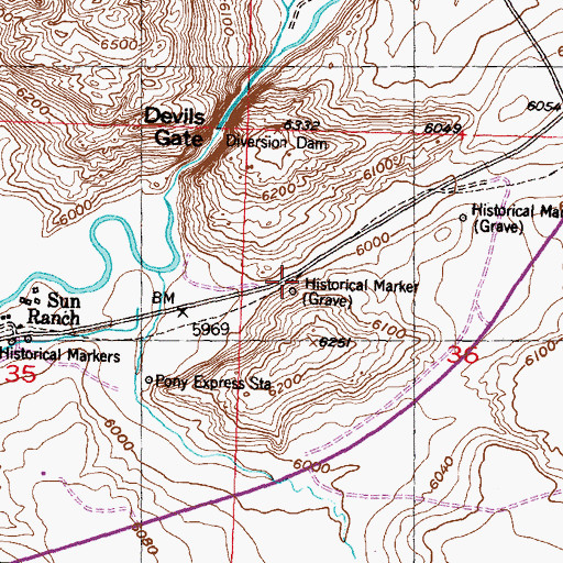 Topographic Map of Frederick Richard Fulkerson Gravesite, WY