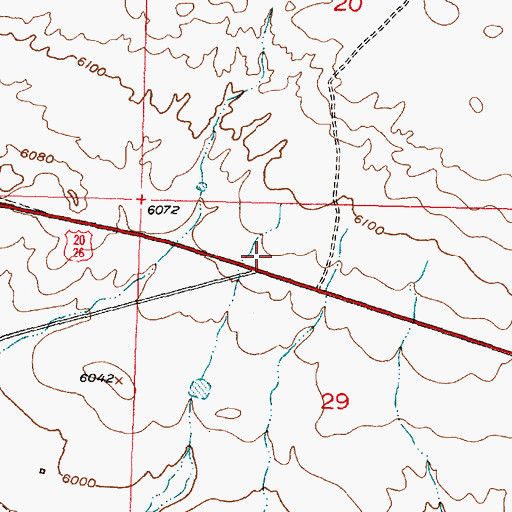 Topographic Map of Waltman Cemetery, WY
