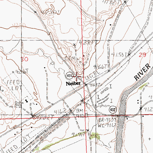 Topographic Map of Neiber Ghost Town Cemetery, WY