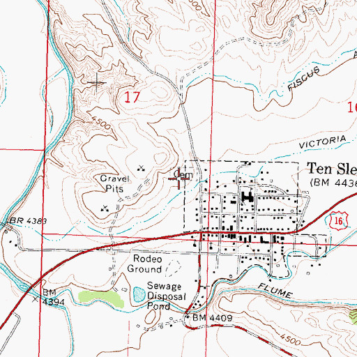 Topographic Map of Ten Sleep Cemetery, WY