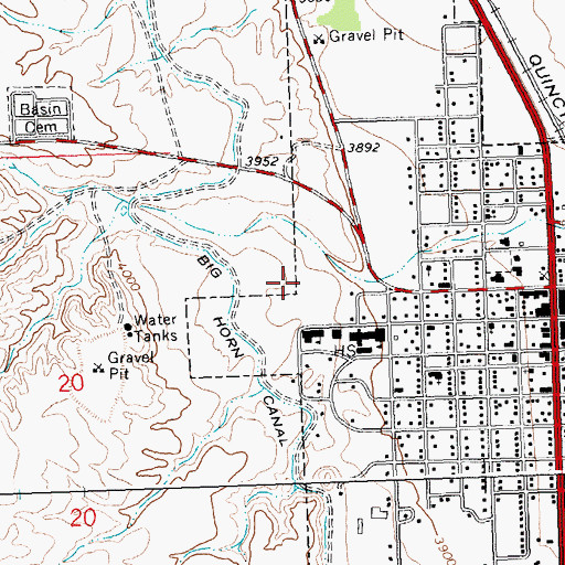Topographic Map of Basin Pioneer Cemetery, WY