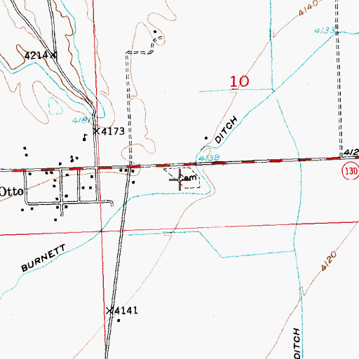 Topographic Map of Otto Cemetery, WY