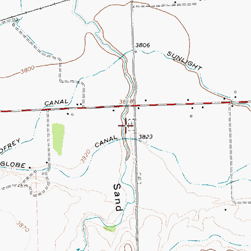 Topographic Map of Sand Draw Cemetery, WY