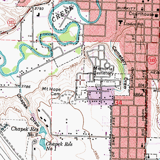 Topographic Map of Sheridan Elks Cemetery, WY