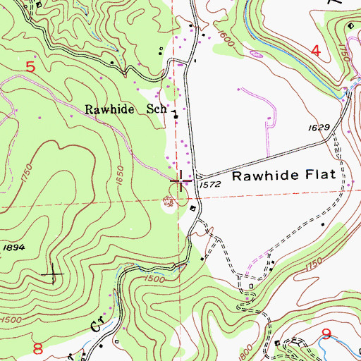 Topographic Map of Rawhide, CA