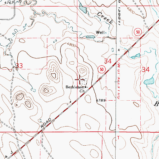 Topographic Map of Bethlehem Cemetery, WY
