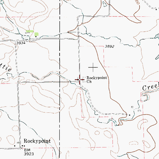 Topographic Map of Rockypoint Cemetery, WY