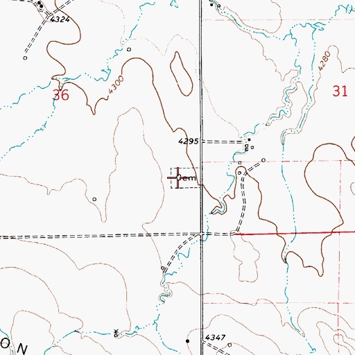 Topographic Map of Rozet Cemetery, WY