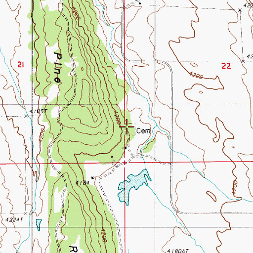 Topographic Map of Pine Grove Cemetery, WY