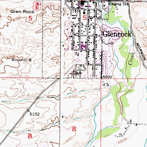 Topographic Map of Glenrock Cemetery, WY