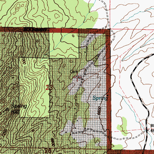 Topographic Map of Newell Cemetery, WY