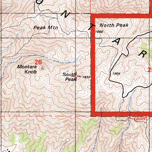Topographic Map of South Peak, CA