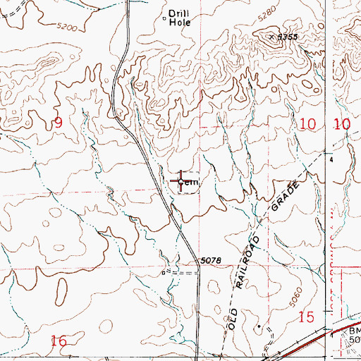 Topographic Map of Shawnee Cemetery, WY