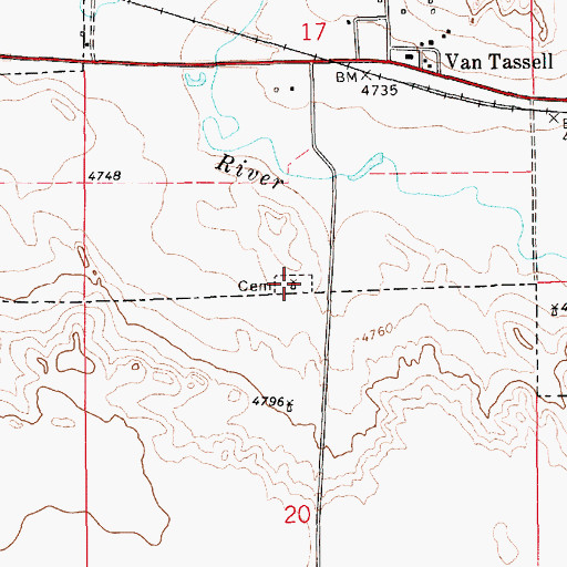 Topographic Map of Van Tassell Cemetery, WY