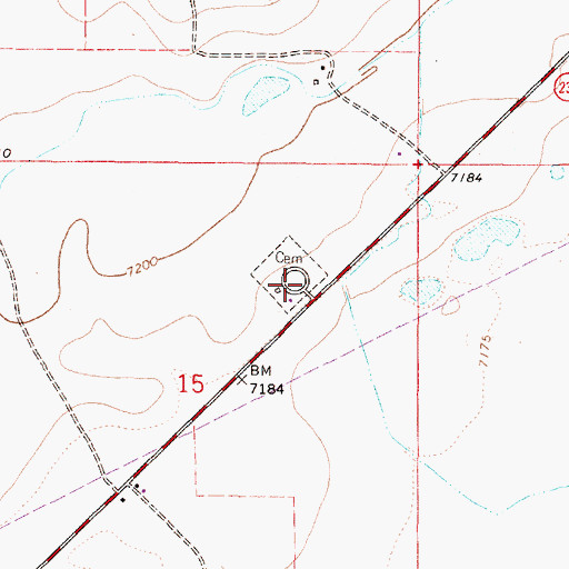 Topographic Map of Harmony Cemetery, WY