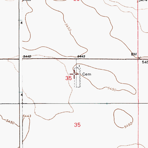 Topographic Map of Iowa Flats Cemetery, WY