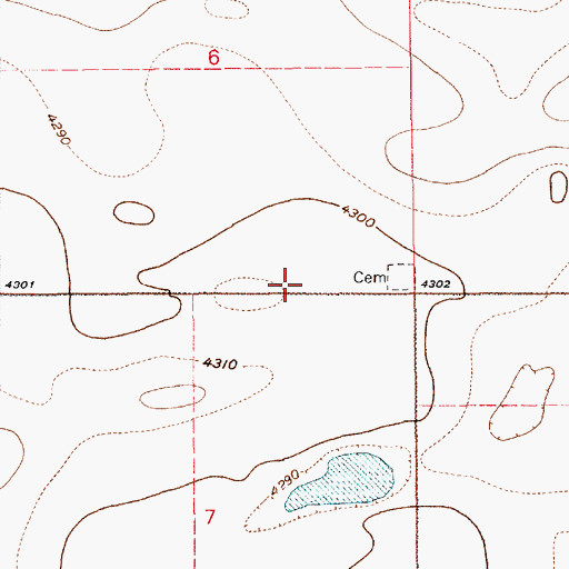 Topographic Map of Grandview Cemetery, WY