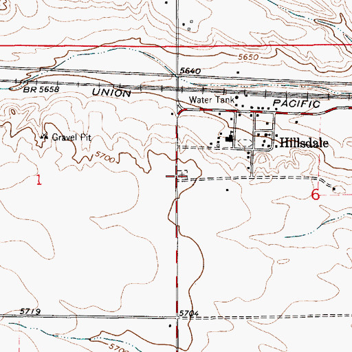 Topographic Map of Hillsdale Cemetery, WY