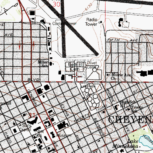 Topographic Map of Odd Fellows Cemetery, WY
