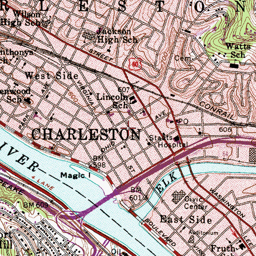 Topographic Map of Stonewall Post Office, WV