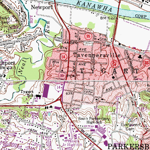 Topographic Map of Fort Neal Post Office, WV