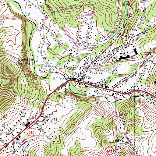 Topographic Map of Peterstown Post Office, WV