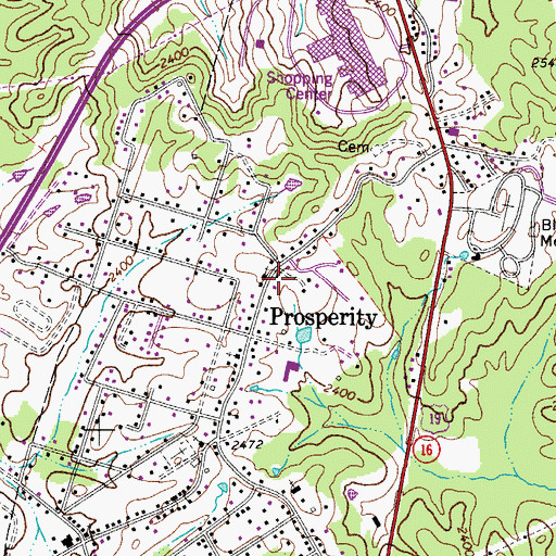 Topographic Map of Prosperity Post Office, WV