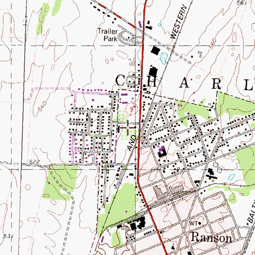 Topographic Map of Ranson Post Office, WV