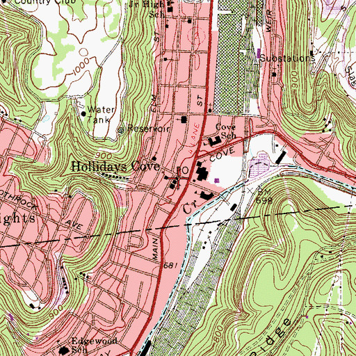 Topographic Map of Cove Post Office, WV