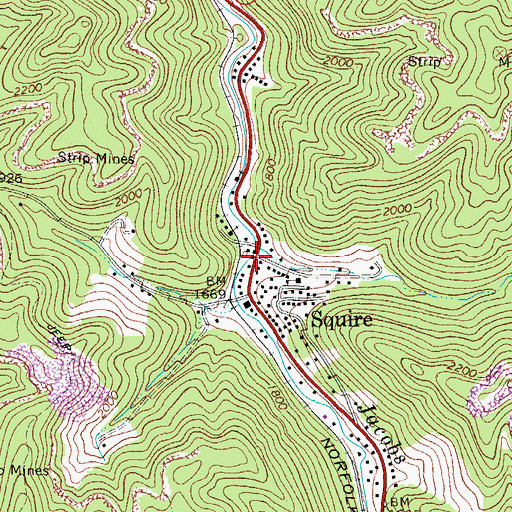 Topographic Map of Squire Post Office, WV