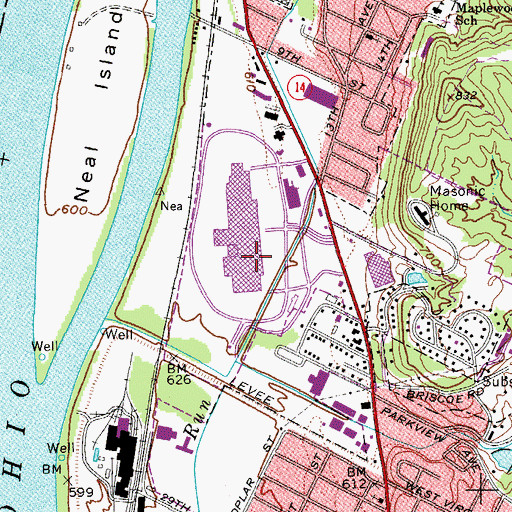 Topographic Map of Grand Central Mall Post Office, WV