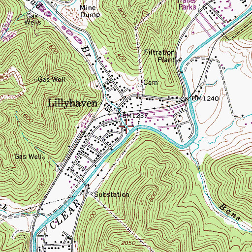 Topographic Map of Lynco Post Office, WV