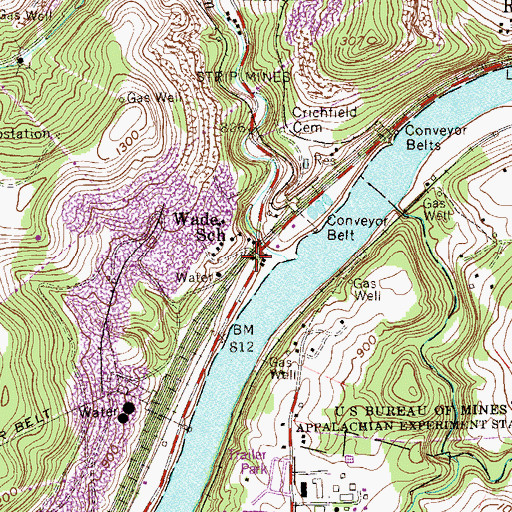 Topographic Map of Maidsville Post Office, WV