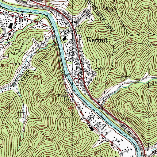 Topographic Map of Kermit Post Office, WV