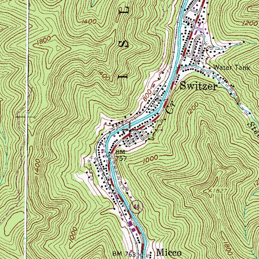 Topographic Map of Switzer Post Office, WV