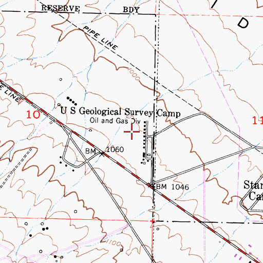 Topographic Map of United States Geological Survey Camp - Oil and Gas Division, CA