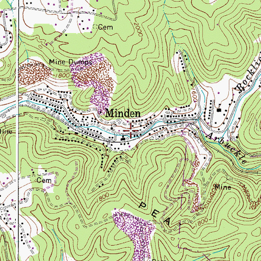 Topographic Map of Minden Post Office, WV