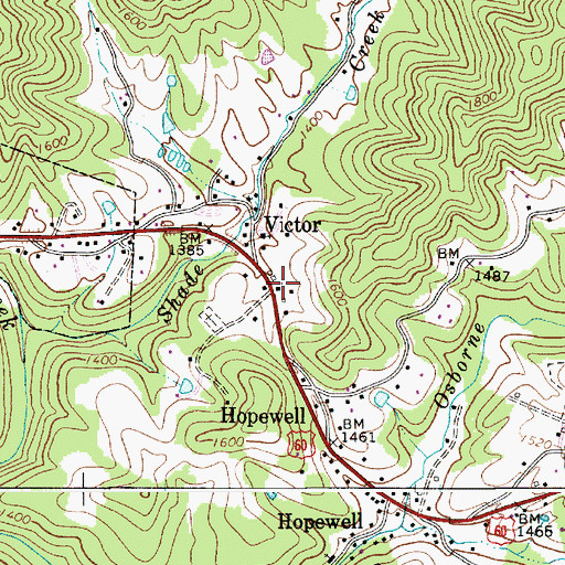 Topographic Map of Victor Post Office, WV