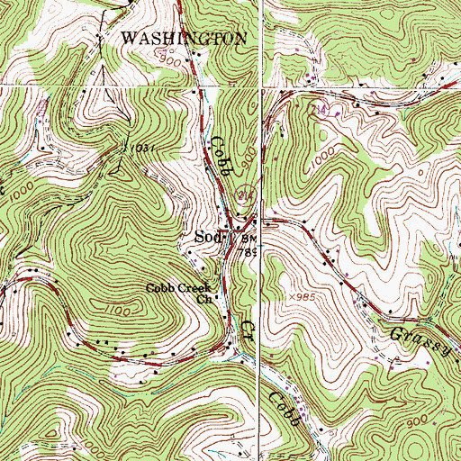 Topographic Map of Sod Post Office, WV