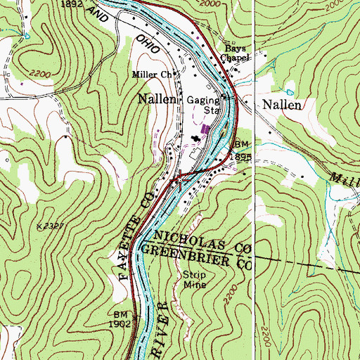 Topographic Map of Nallen Post Office, WV