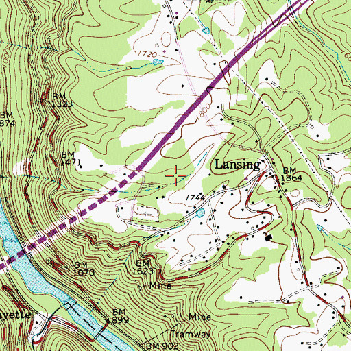 Topographic Map of Lansing Post Office, WV