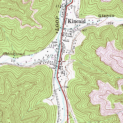 Topographic Map of Kincaid Post Office, WV