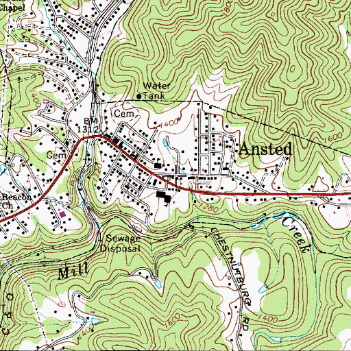 Topographic Map of Ansted Post Office, WV