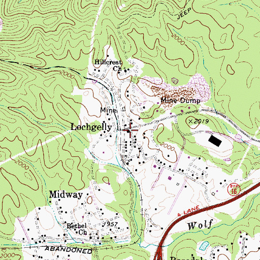 Topographic Map of Lochgelly Post Office, WV